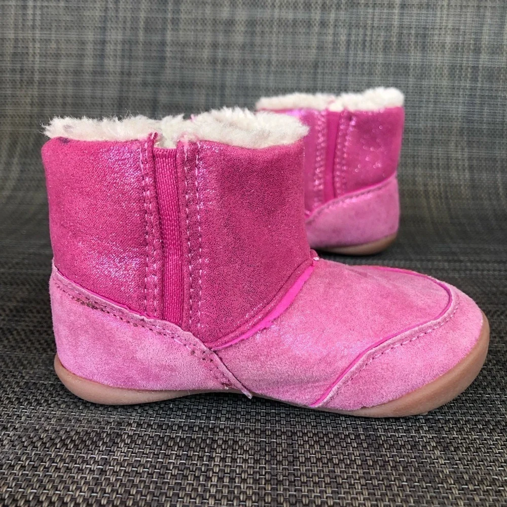 Carter's Every Step Stage 3 Girl's Sparkly Pink Leather Boots Shoes Size:4